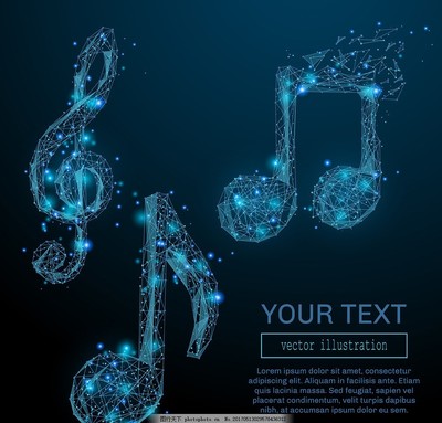 藍(lán)色發(fā)光粒子連線音符矢量素材在設(shè)計(jì)及軟件開發(fā)中的應(yīng)用